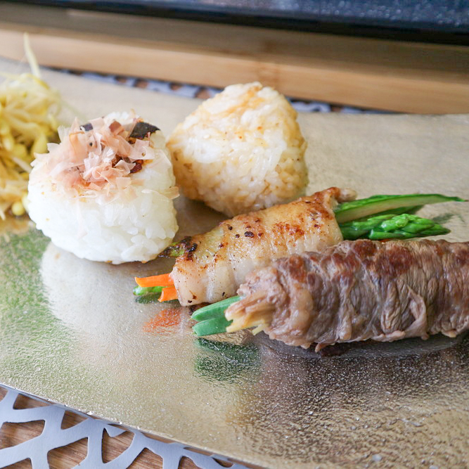 野菜肉巻き＆焼おにぎり