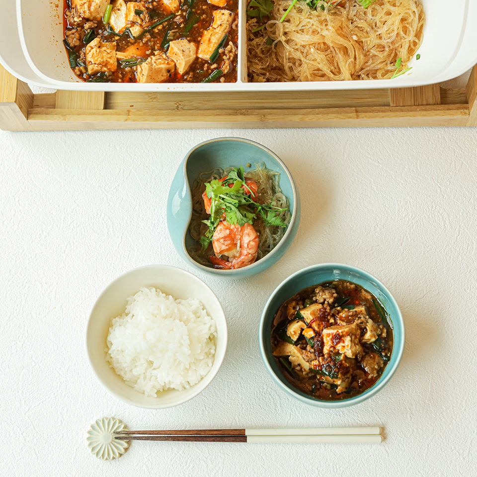 麻婆豆腐&えびと春雨の旨煮