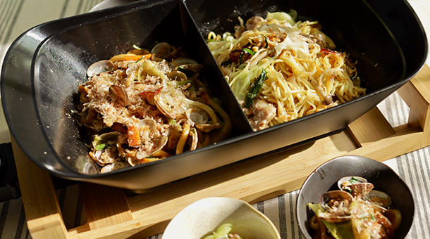 あさり焼きうどん＆塩焼きそば